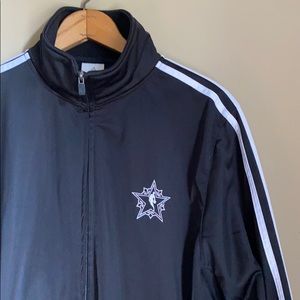 Adidas 3 Stripe Track Jacket Men’s Large LG Black White Basketball Zip Up